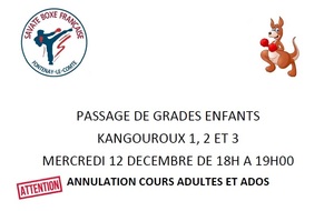 PASSAGE DES GRADES KANGOUROUS MERCREDI 12 DECEMBRE 2018