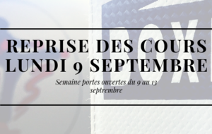 Reprise des cours lundi 9 septembre 