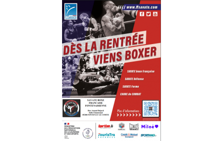 Dés la rentrée, VIENS BOXER CHEZ NOUS ! A partir du 05 septembre 2022 