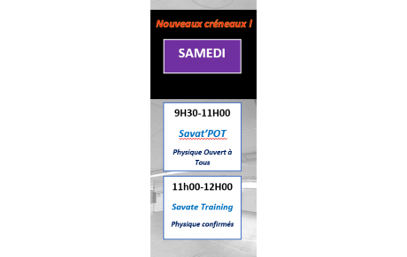 Modification horaires créneaux du samedi matin 